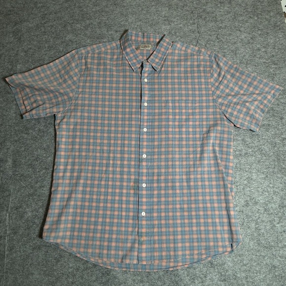 Faherty Other - Faherty Button Down Shirt Mens XL Plaid Short Sleeve 100% Cotton Blue Orange